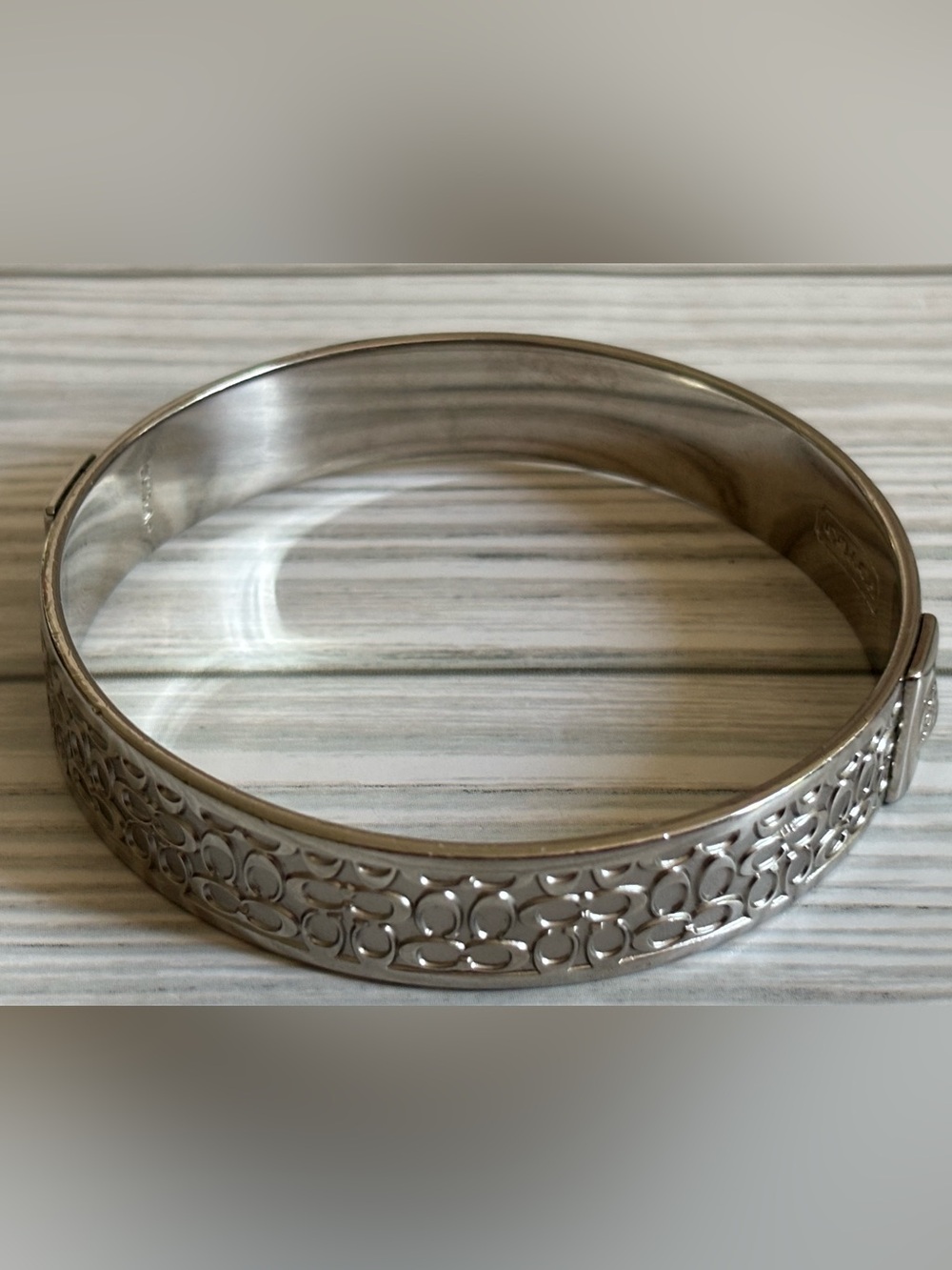 Coach C Logo Silver Tone Bangle Bracelet